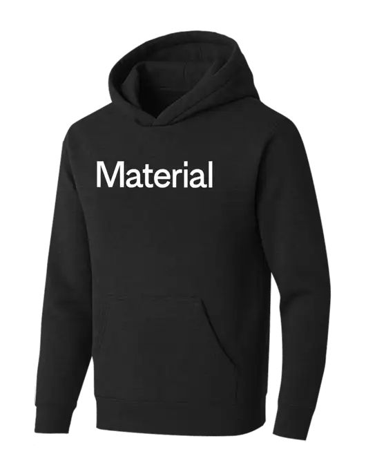 BELLA+CANVAS Black Heather Sponge Fleece Pullover Hoodie w/Material Logo