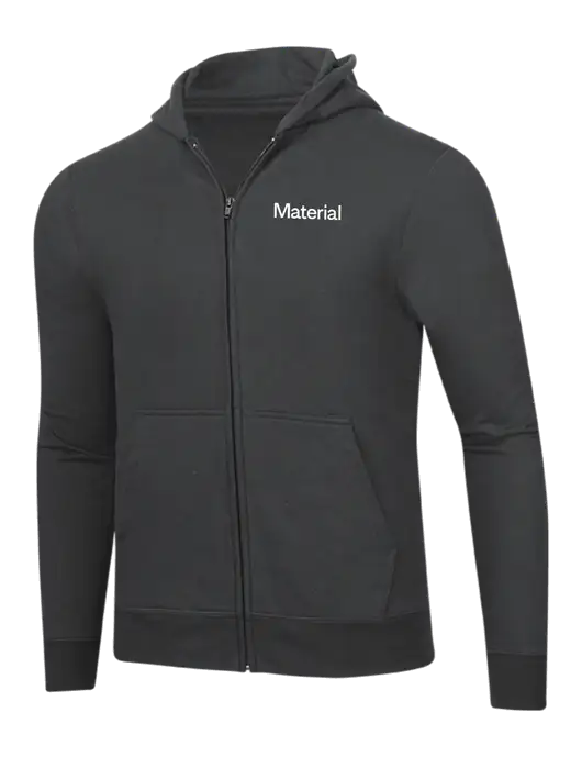 Charcoal 8.5 oz Ring Spun Zip Hooded Sweatshirt w/Material Logo