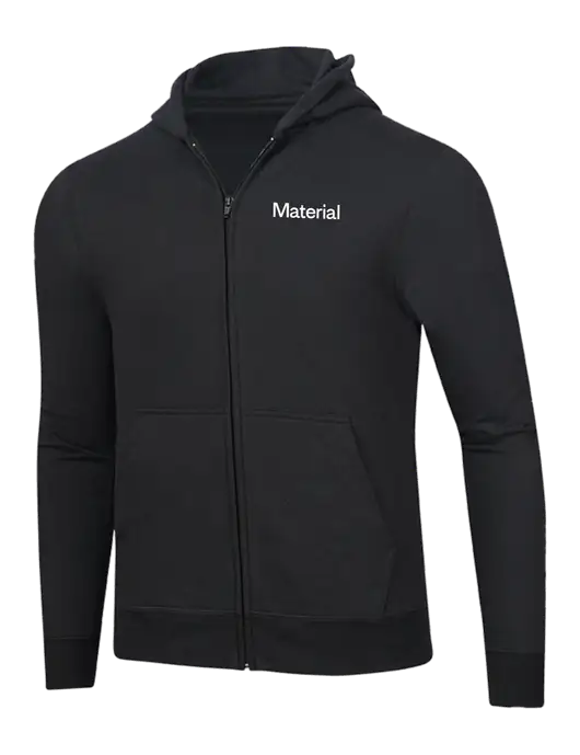Jet Black 8.5 oz Ring Spun Zip Hooded Sweatshirt w/Material Logo