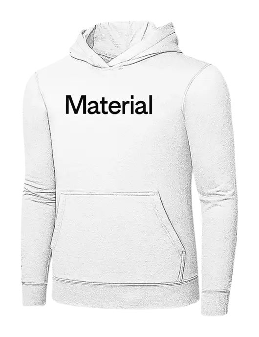 White 7.8 oz Ring Spun Hooded Sweatshirt w/Material Logo