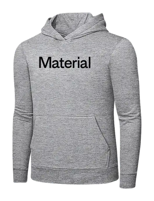 Light Grey Heather 7.8 oz Ring Spun Hooded Sweatshirt w/Material Logo
