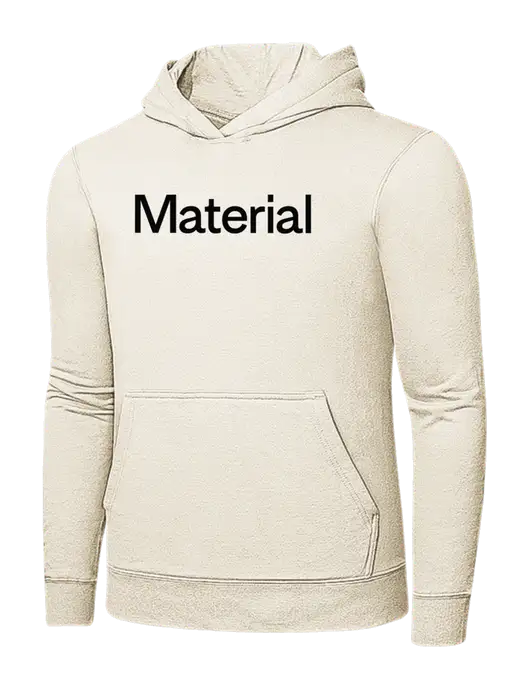 Very Light Tan 7.8 oz Ring Spun Hooded Sweatshirt w/Material Logo