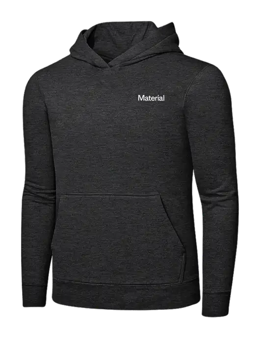 Dark Heather Grey 7.8 oz Ring Spun Hooded Sweatshirt w/Material Logo