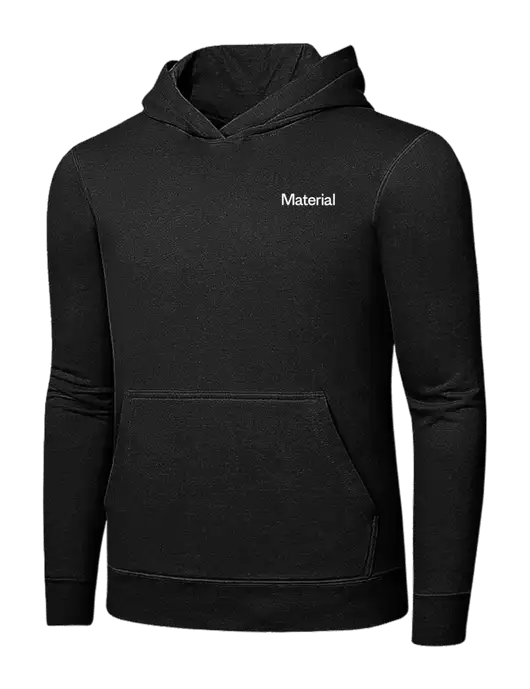 Jet Black 7.8 oz Ring Spun Hooded Sweatshirt w/Material Logo