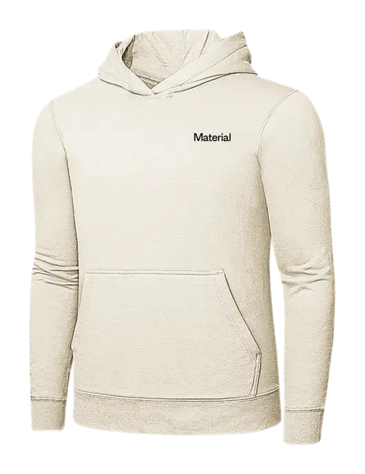 Very Light Tan 7.8 oz Ring Spun Hooded Sweatshirt w/Material Logo