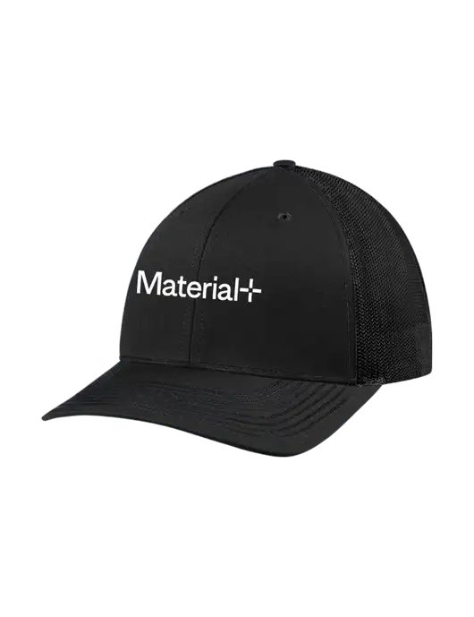 Richardson Adjustable Snapback Original 112 Trucker Cap Black w/Black Mesh w/Material+ Logo