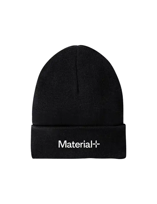 Recycled Black Beanie w/Material+ Logo