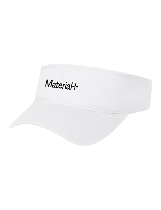 White Cap Visor w/Material+ Logo