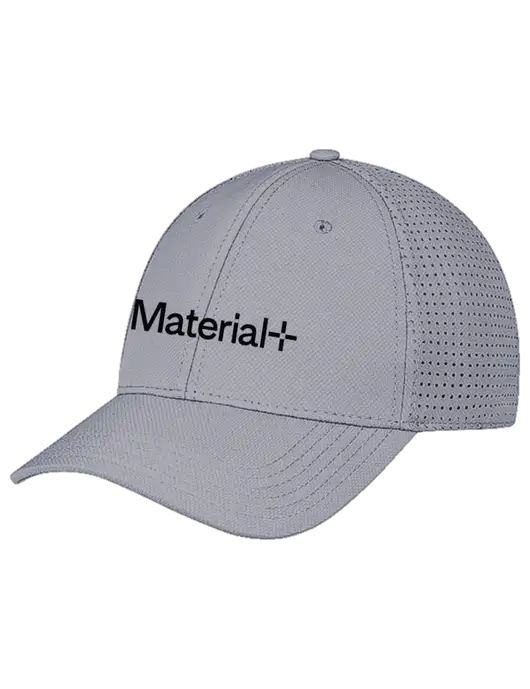 Grey Performance Stretchable Cap Hook & Loop w/Material+ Logo