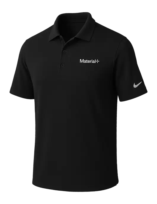 NIKE Black Dri-Fit Micro Pique Polo w/Material+ Logo