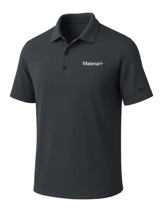 NIKE Dark Grey Dri-Fit Micro Pique Polo w/Material+ Logo