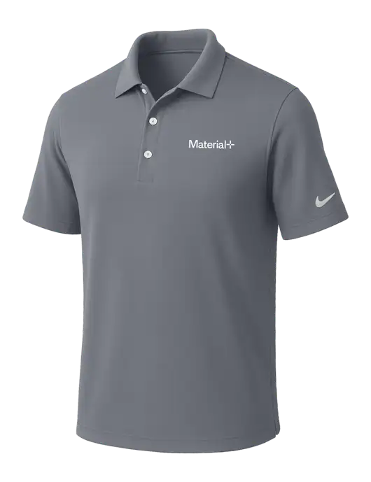 NIKE Medium Grey Dri-Fit Micro Pique Polo w/Material+ Logo