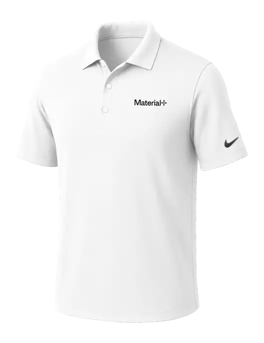 NIKE White Dri-Fit Micro Pique Polo w/Material+ Logo