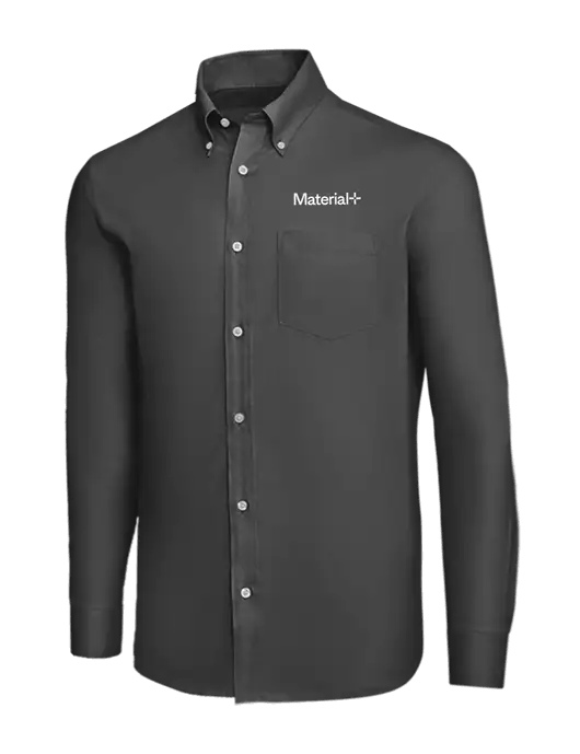 Brooks Brothers Dark Grey Wrinkle-Free Stretch Nailhead Shirt w/Material+ Logo
