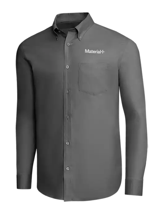 Brooks Brothers Dark Grey Wrinkle-Free Stretch Pinpoint Shirt w/Material+ Logo