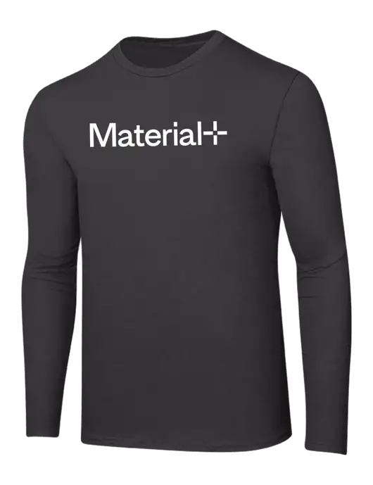 Ring Spun Charcoal 4.5 oz Long Sleeve T-Shirt w/Material+ Logo