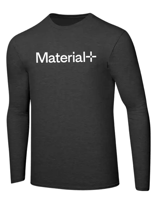 Ring Spun Dark Heather Grey 4.5 oz Long Sleeve T-Shirt w/Material+ Logo