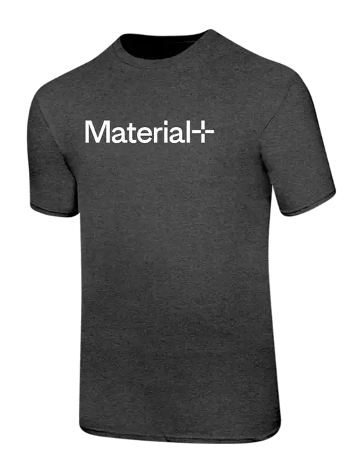 Ring Spun Dark Heather Grey 4.5 oz T-Shirt w/Material+ Logo