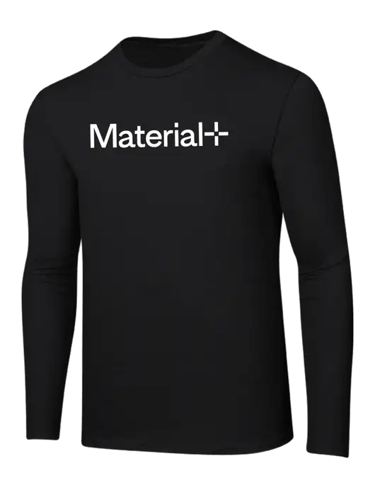 Ring Spun Jet Black 4.5 oz Long Sleeve T-Shirt w/Material+ Logo