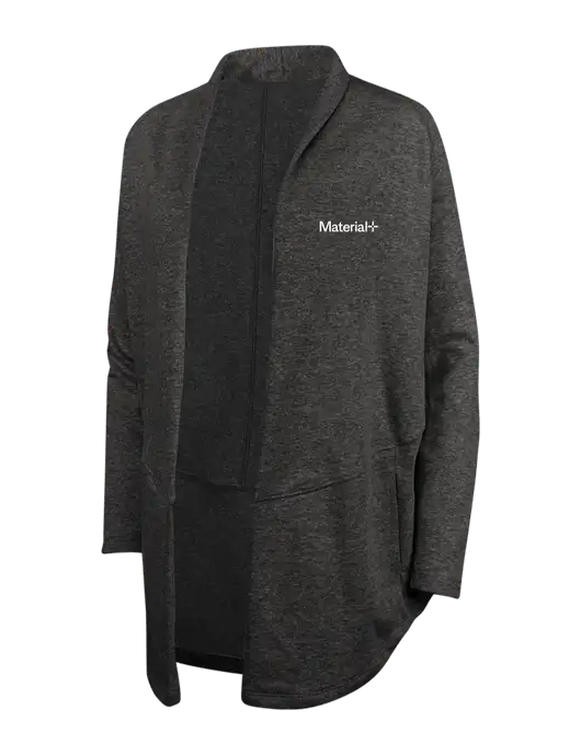 Charcoal Heather/ Medium Heather Grey Womens Interlock Cardigan w/Material+ Logo