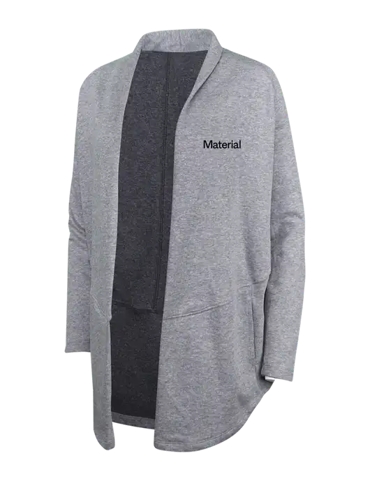Medium Heather Grey/Char Heather Womens Interlock Cardigan w/Material Logo