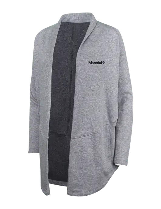 Medium Heather Grey/Char Heather Womens Interlock Cardigan w/Material+ Logo