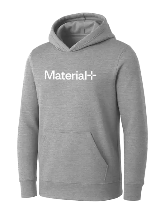 Womens Light Grey Heather Core Fleece Pullover Hooded Sweatshirt w/Material+ Logo
