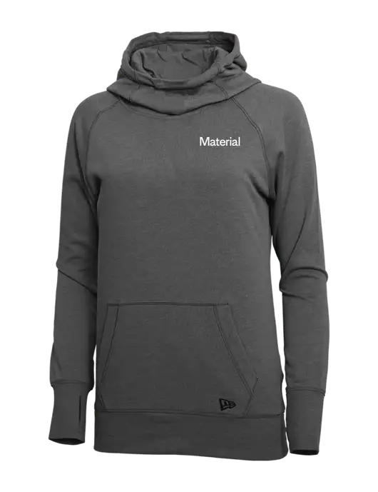 New Era Black Heather Womens Tri-Blend Fleece Pullover Hoodie w/Material Logo