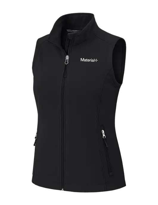 Black Womens Core Soft Shell Vest w/Material+ Logo