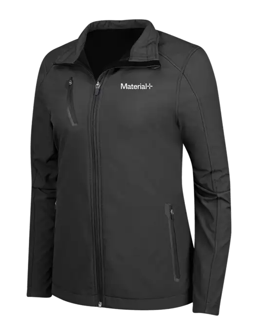 Black Womens Welded Softshell Jacket w/Material+ Logo