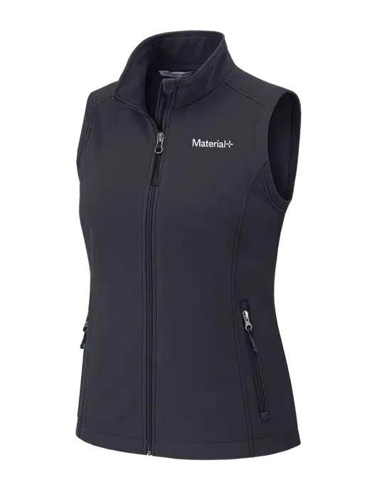 Charcoal Grey Womens Core Soft Shell Vest w/Material+ Logo