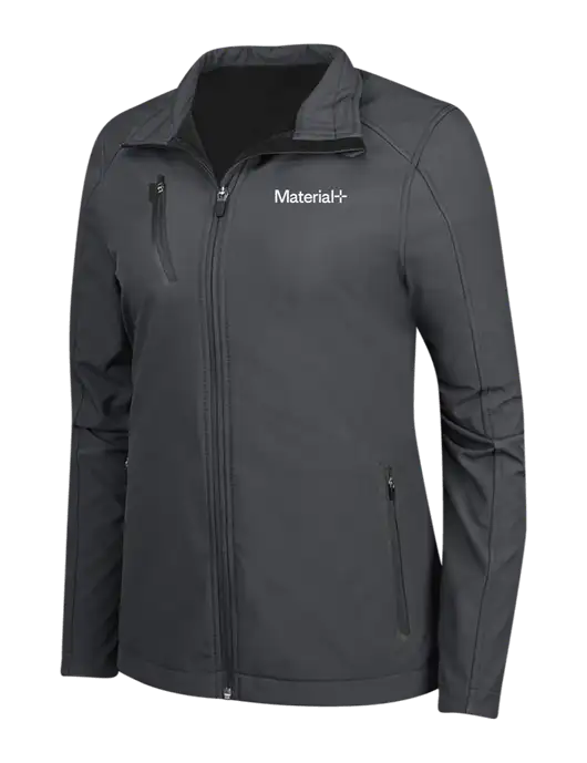 Dark Grey Womens Welded Softshell Jacket w/Material+ Logo