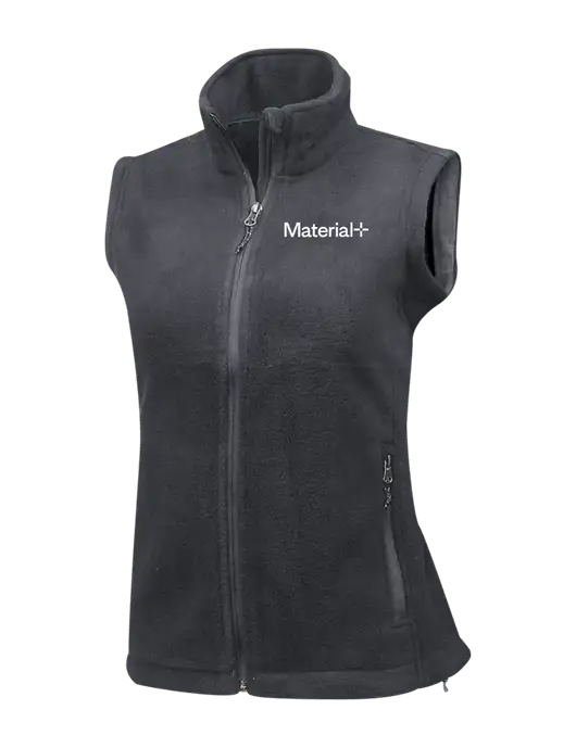Medium Grey Womens Fleece Vest w/Material+ Logo