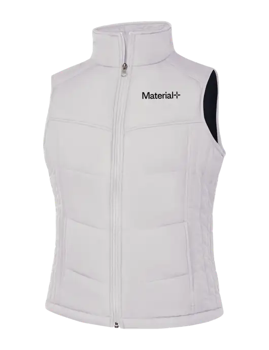 Womens White/Dark Slate Puffy Vest w/Material+ Logo