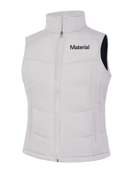 Womens White/Dark Slate Puffy Vest w/Material Logo