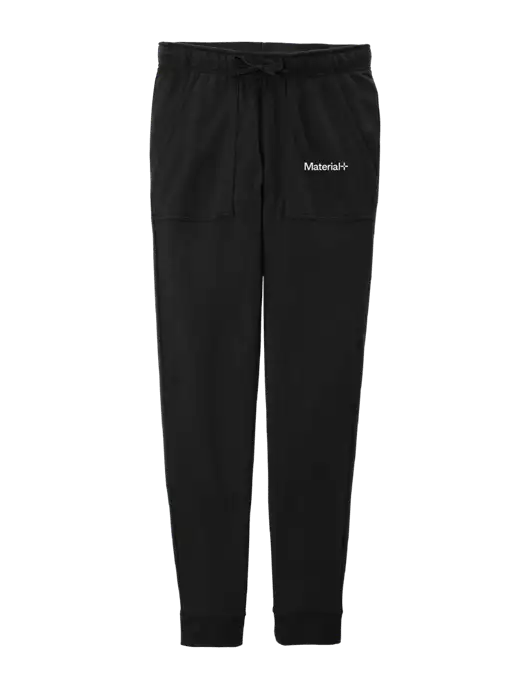 Womens Posicharge Tri-blend Wicking Black Triad Solid Fleece Jogger w/Material+ Logo