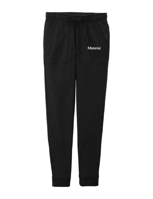 Womens Posicharge Tri-blend Wicking Black Triad Solid Fleece Jogger w/Material Logo