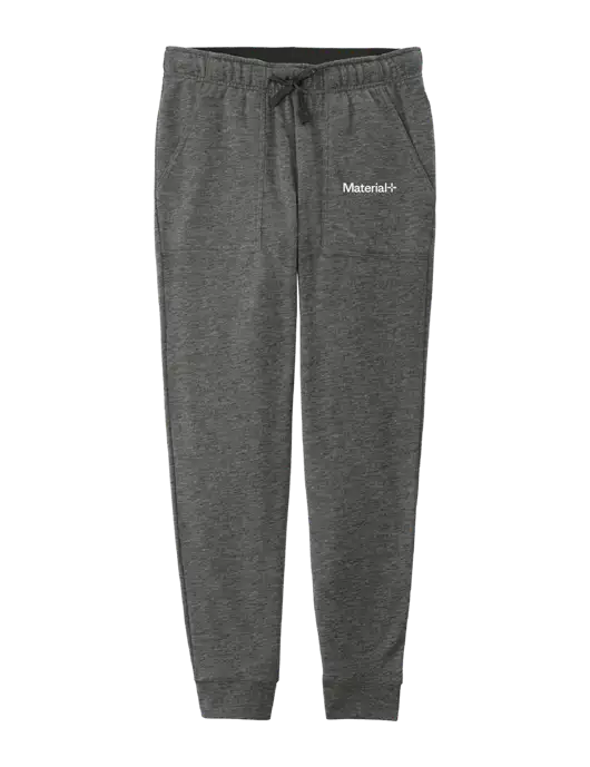 Womens Posicharge Tri-blend Wicking Dark Grey Heather Triad Solid Fleece Jogger w/Material+ Logo