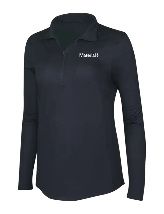 Black Triad Solid Womens Posicharge Tri-Blend Wicking 1/4 Zip Pullover w/Material+ Logo