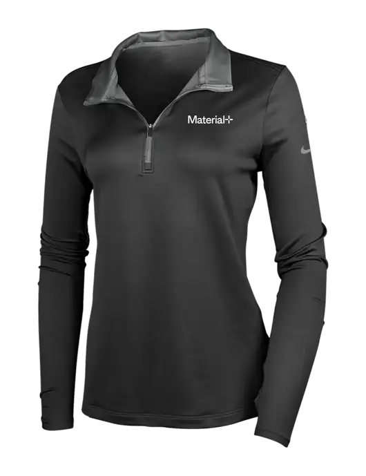 NIKE Black/Dark Grey Womens Dry-Fit Stretch 1/2 Zip Cover-Up w/Material+ Logo
