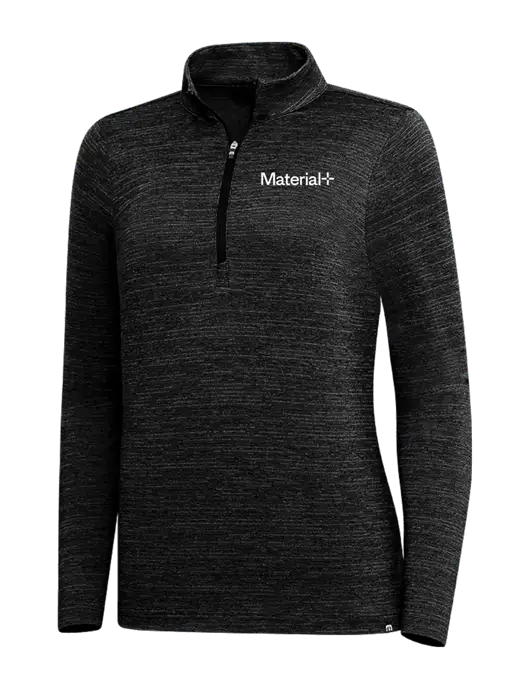 TravisMathew Black Womens Crestview 1/4 Zip w/Material+ Logo