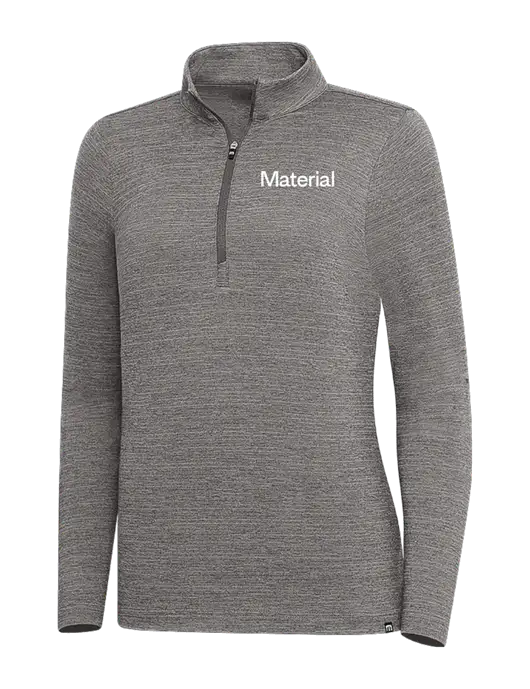 TravisMathew Medium Grey Heather Womens Crestview 1/4 Zip w/Material Logo