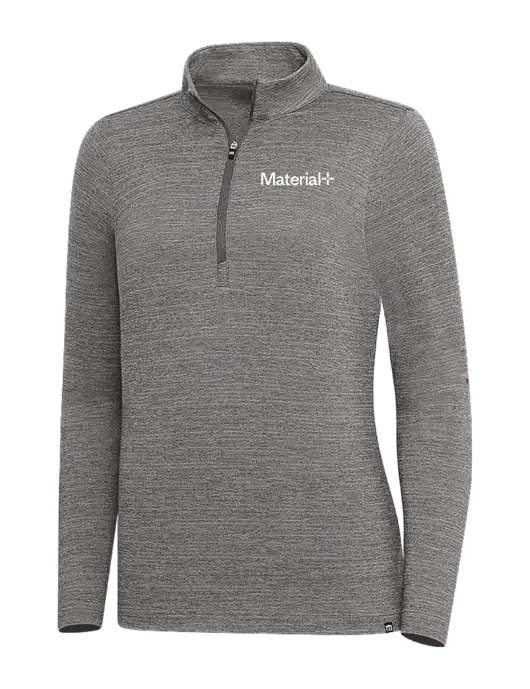 TravisMathew Medium Grey Heather Womens Crestview 1/4 Zip w/Material+ Logo