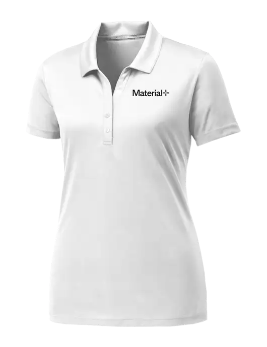 Womens White PosiCharge Competitor Polo w/Material+ Logo