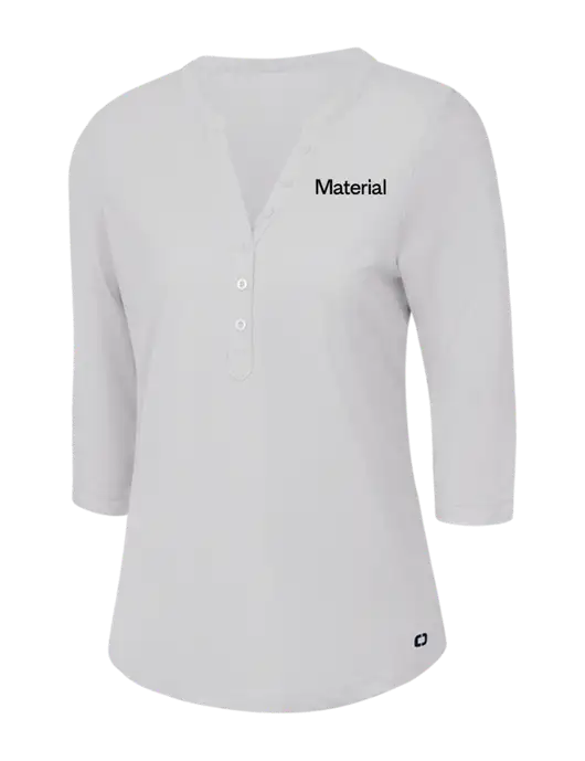 OGIO Bright White Jewel Henley w/Material Logo