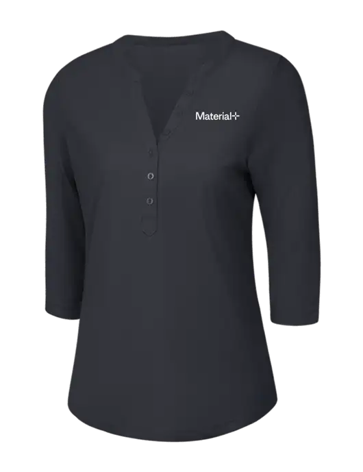 OGIO Charcoal Grey Jewel Henley w/Material+ Logo
