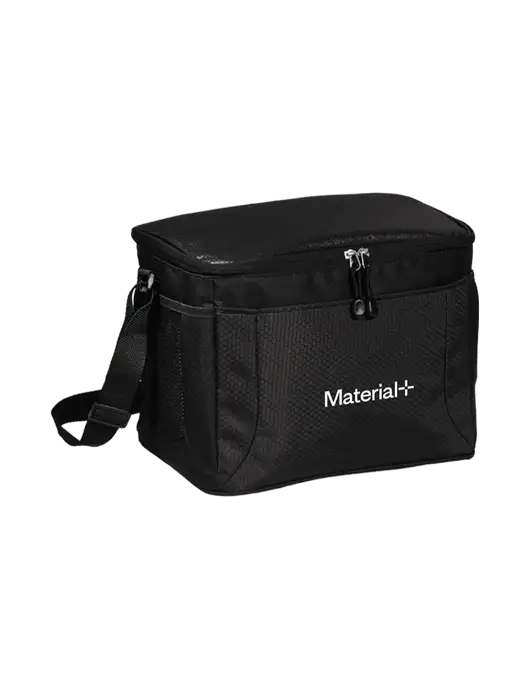 12 Can Black/Black Cube Cooler  w/Material+ Logo