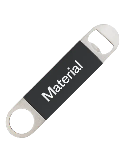 Black Bottle Opener with Silicone Grip w/Material Logo
