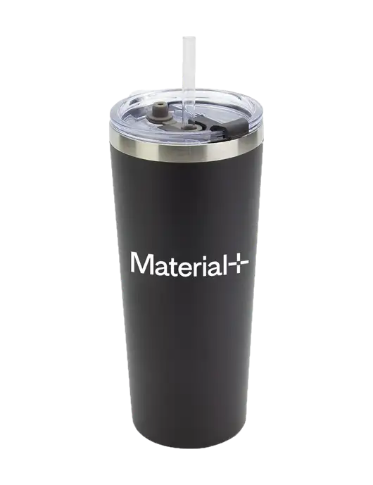 Brighton Black 20 oz Insulated Tumbler & Straw w/Material+ Logo