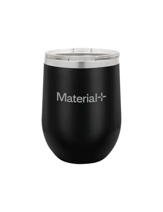 Polar Camel 12 oz Powder Coated Black Vacuum Insulated Stemless Wine Tumbler w/Material+ Logo